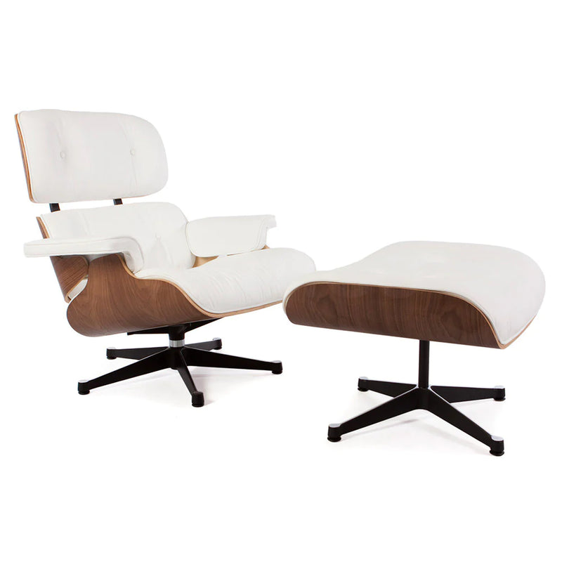 Eames Style Lounge Chair & Ottoman Genuine Italian Leather