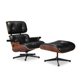 Eames Style Lounge Chair & Ottoman Genuine Italian Leather