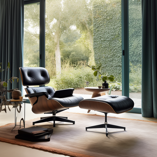 Eames Style Lounge Chair & Ottoman Genuine Italian Leather