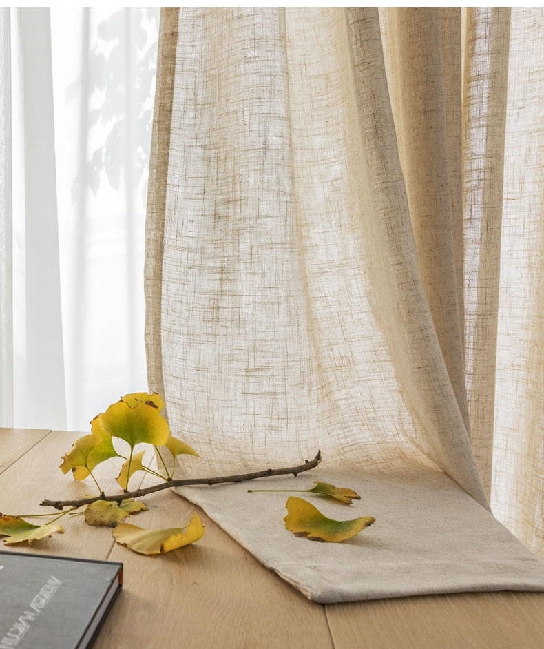 Sheer Oatmeal Linen Drapes – view 3
