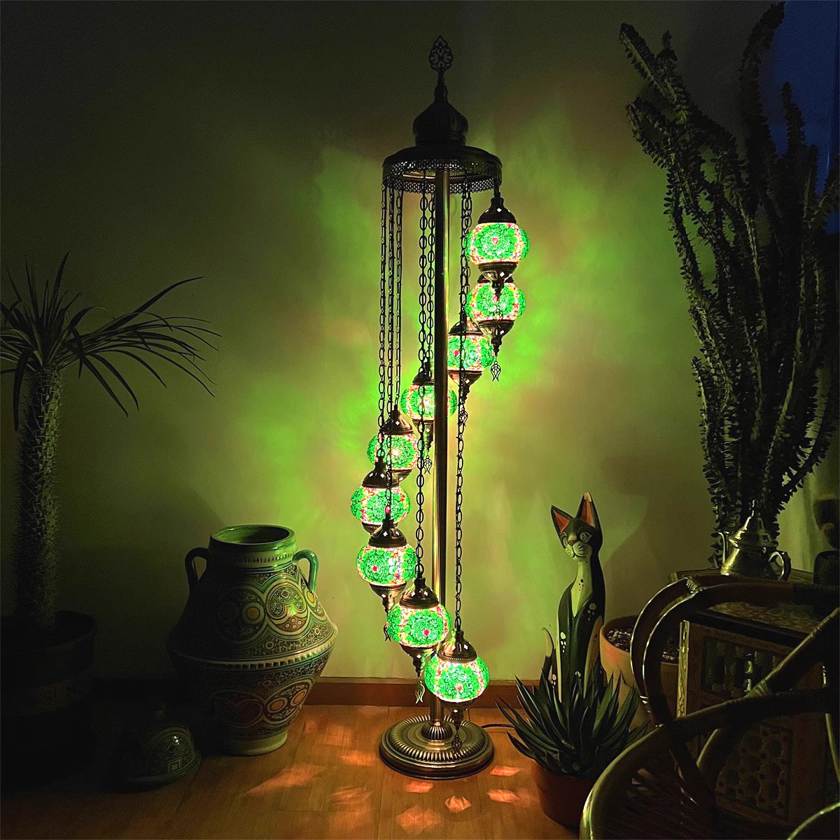 Mosaic Glass Globes Turkish Floor Lamp – Medium