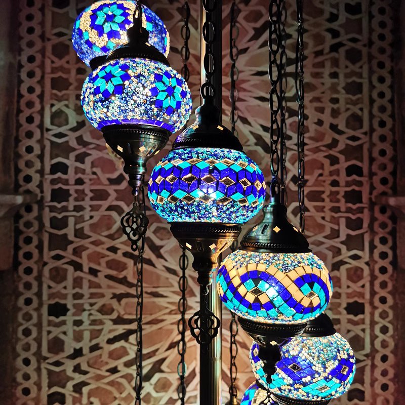 Mosaic Glass Globes Turkish Floor Lamp