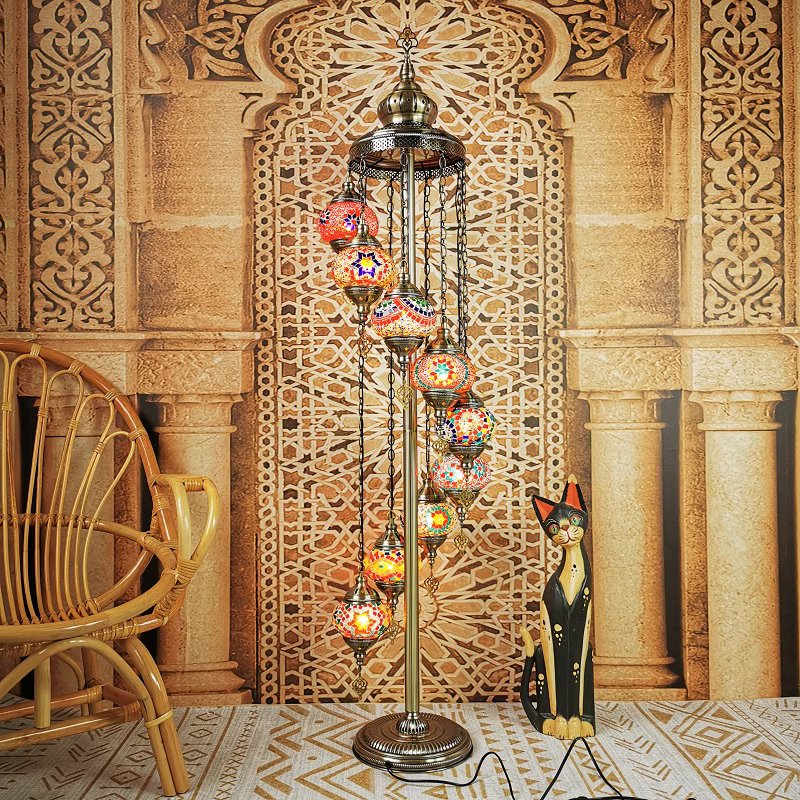 Mosaic Glass Globes Turkish Floor Lamp – Small