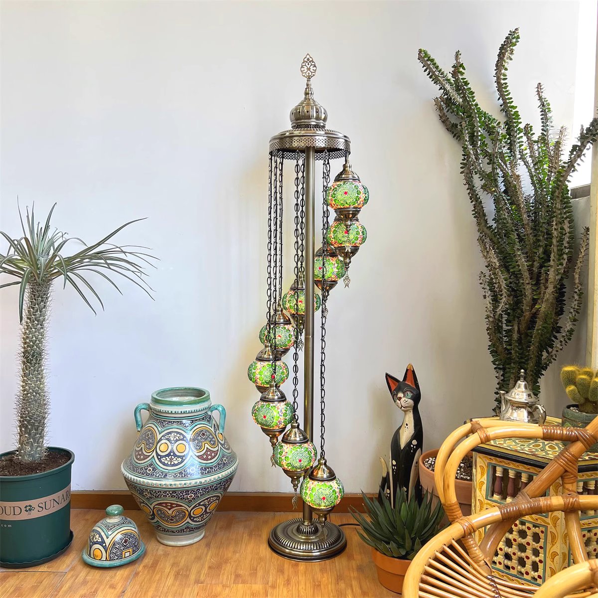 Mosaic Glass Globes Turkish Floor Lamp – Small