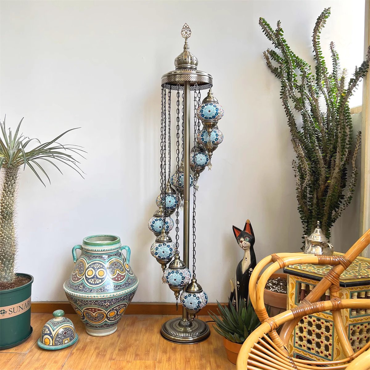 Mosaic Glass Globes Turkish Floor Lamp – Small