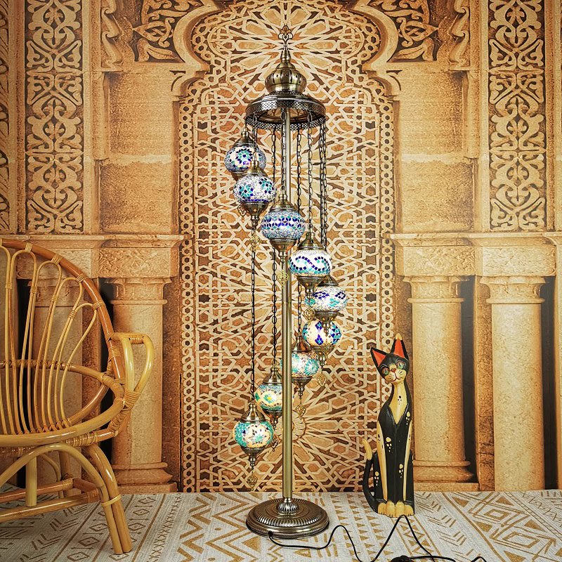 Mosaic Glass Globes Turkish Floor Lamp