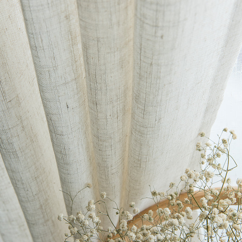 Sheer Ivory White Linen Drapes