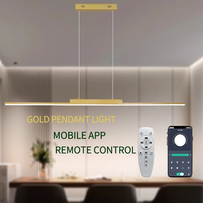 Gold Linear LED Pendant Light - view 2