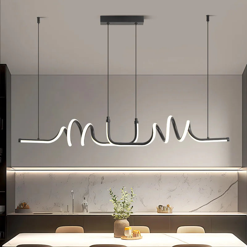Curved Black LED Pendant Light
