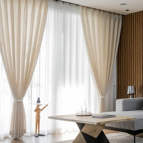 Sheer Oatmeal Linen Drapes