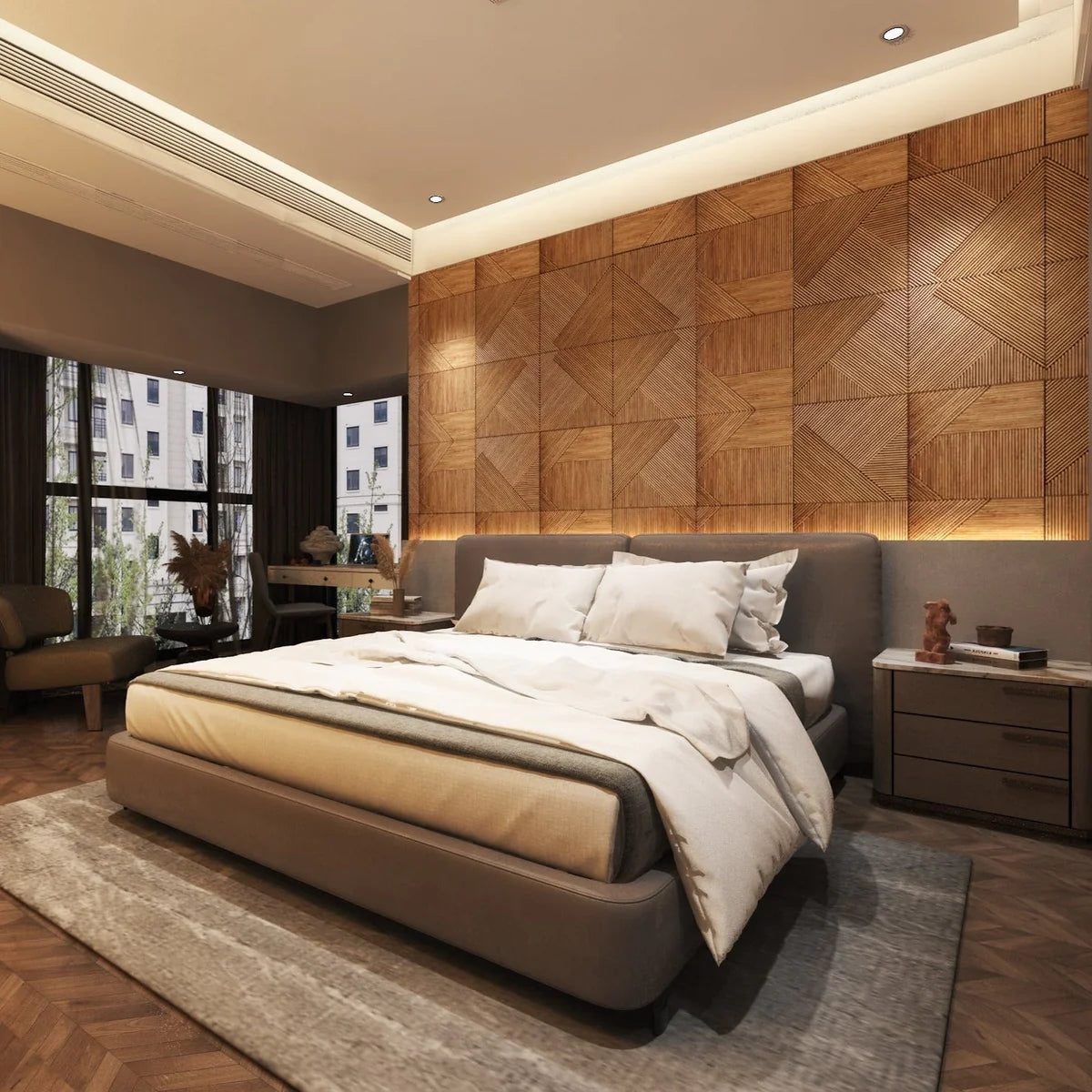 Euclid Stained Wooden Wall Panel – view 4
