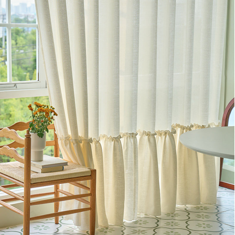 Sheer French Romantic Frill White Linen Drapes – view 5