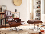 Eames Style Lounge Chair & Ottoman Genuine Italian Leather