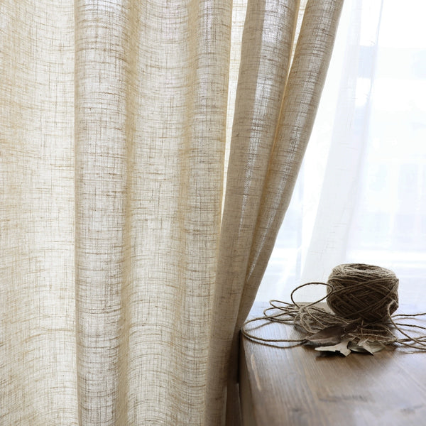 Sheer Oatmeal Linen Drapes