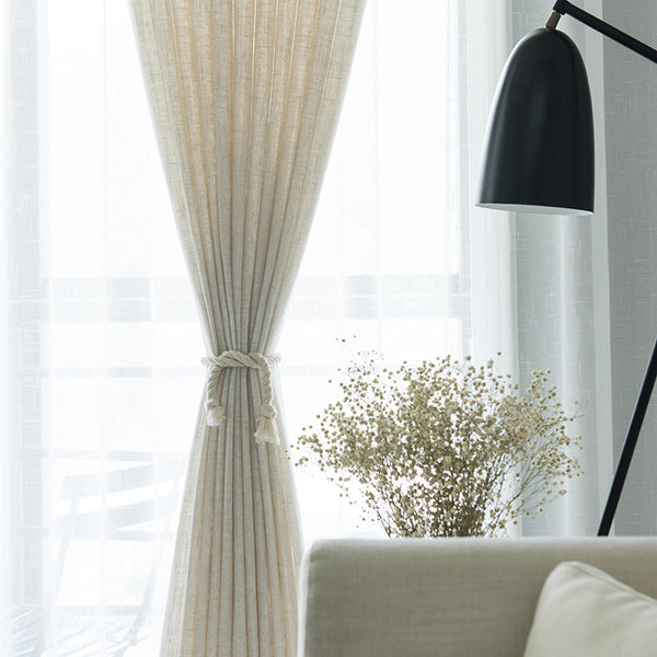 Sheer Ivory White Linen Drapes