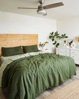 Olive French Linen Bed Sheet Set