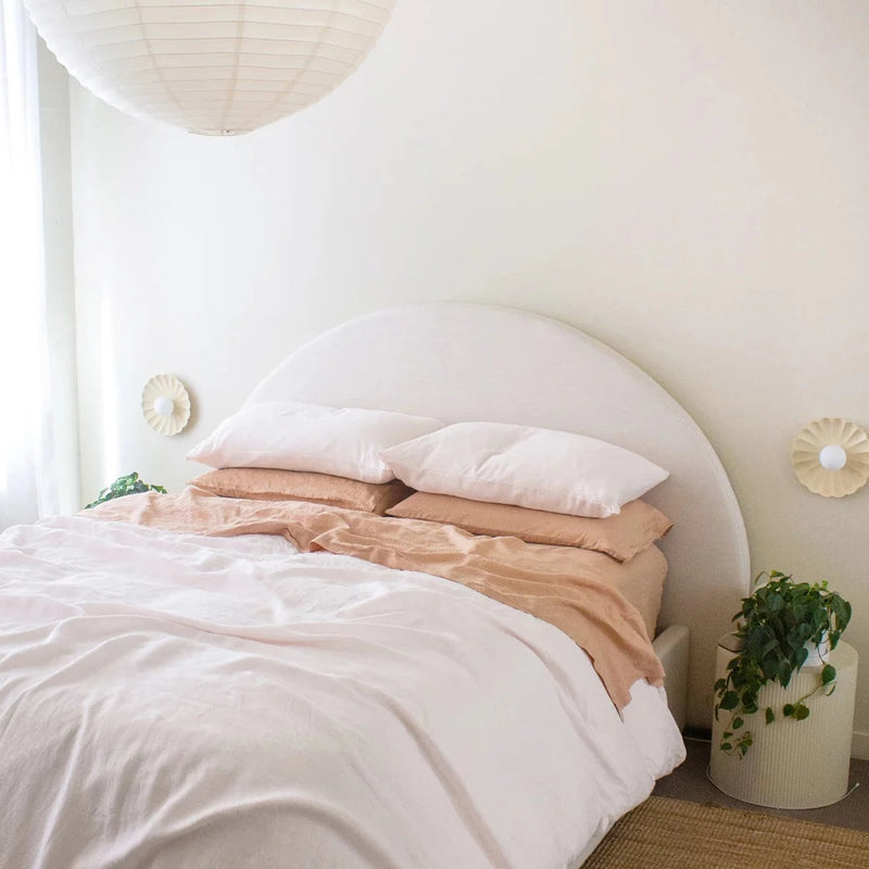 Blush Pink French Linen Bed Sheet Set