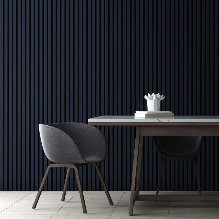 Midnight Blue Color Matte Acoustic Slat Wall Panels