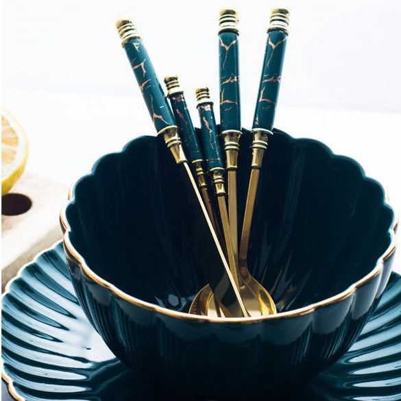 Marbled Gold Ceramic Flatware