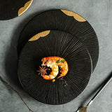 ANTOWALL Ceramic Black golden color tableware plate household ceramic plate sushi sashimi plate