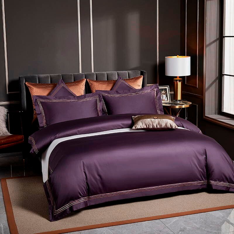 Plum Embroidered Bedding Set