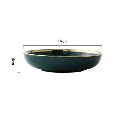 Emerald Green Gold Trim Ceramic Dinnerware 