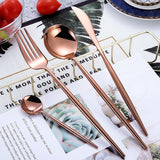 Mirror Finish Silver, Rose Gold, Gun Metal Black Stainless Steel Flatware