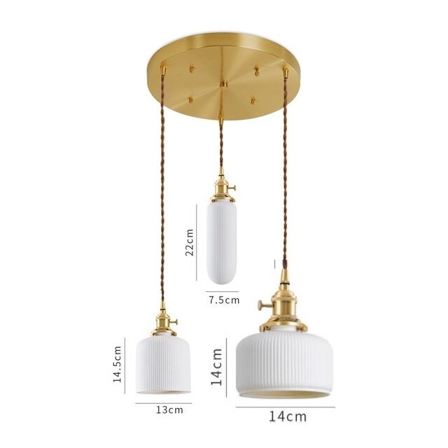 Japanese Style Ceramic Pendant Light, White