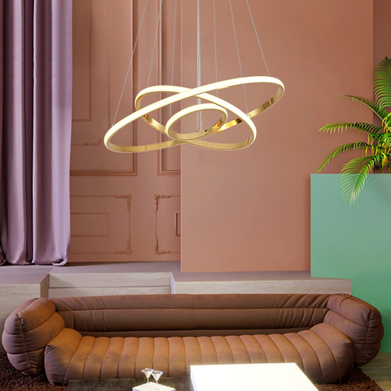 FANPINFANDO Gold/chrome plating modern led chandelier lighting for living room bedroom hanging lighs Kitchen Ring chandeliers