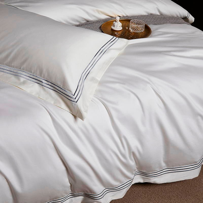 Pearl White Embroidered Bedding Set