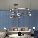 Modern Pendant Lights For Gold/Black/Coffee Living Room Dining Room Circle Rings Acrylic Aluminum Body LED Ceiling Lamp Fixtures