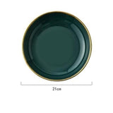 Emerald Green Gold Trim Ceramic Dinnerware 