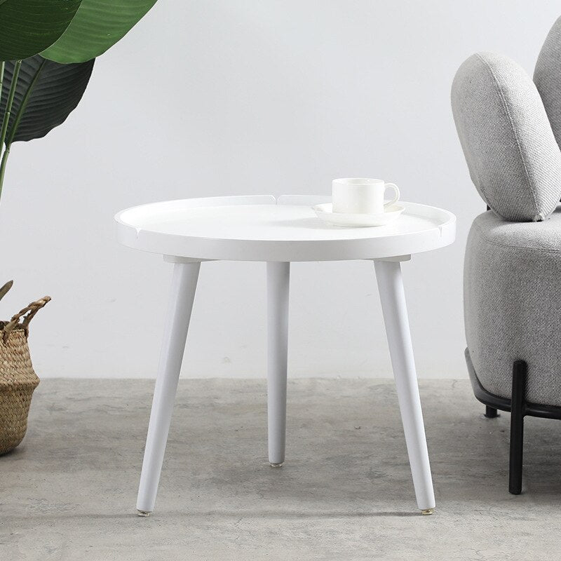 Minimalist Round Side Table – White