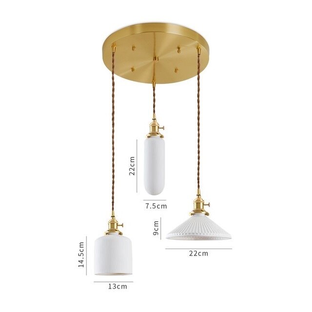 Japanese Style Ceramic Pendant Light, White
