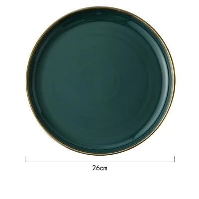 Emerald Green Gold Trim Ceramic Dinnerware 