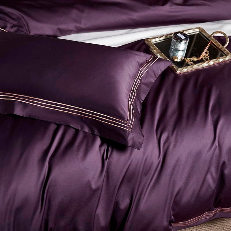 Plum Embroidered Bedding Set