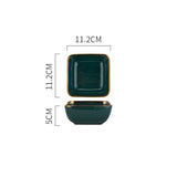 Emerald Green Gold Trim Ceramic Dinnerware 