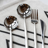 Mirror Silver Cutlery Stainless Steel Fork Knives Spoons Dinnerware Set Portable Kitchen Tableware Set Bright Silver Cutlery Set