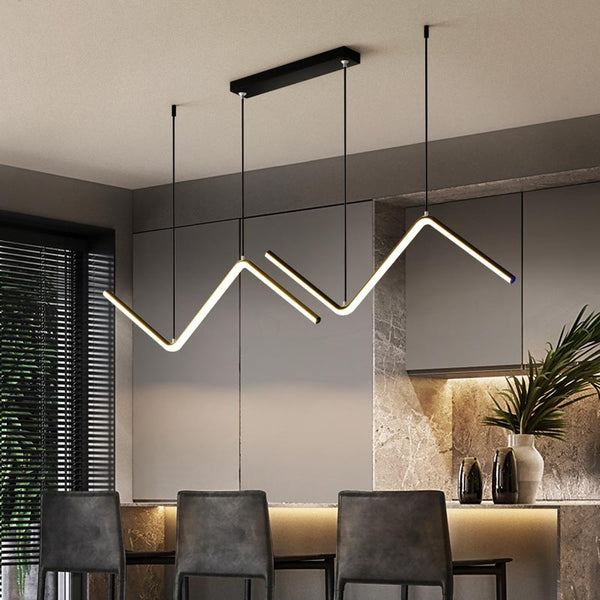 Led Pendant Light for Living Dining Room Creative Strip Black Modern Simple Suspension Chandelier Lamps Home Lighting Fixtures