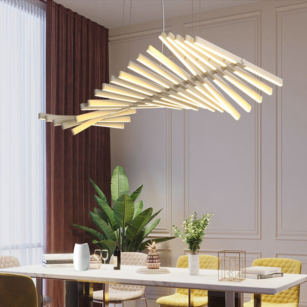 Nordic Living Room LED Chandelier lighting Fishbone Designer Dining room Hanging Lights Modern Novelty Office Pendant Lamp