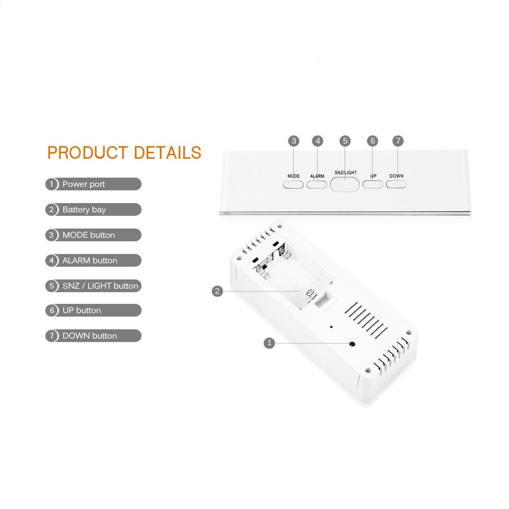 Mirror LED Digital Alarm Clock with Temperature