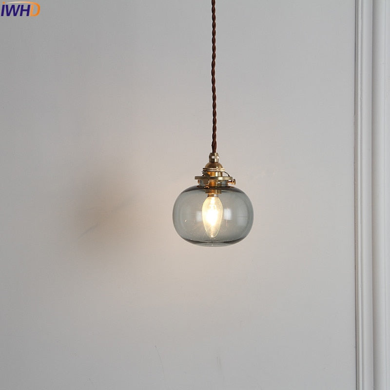Nordic Glass Ball Pendant Light, Polished Copper