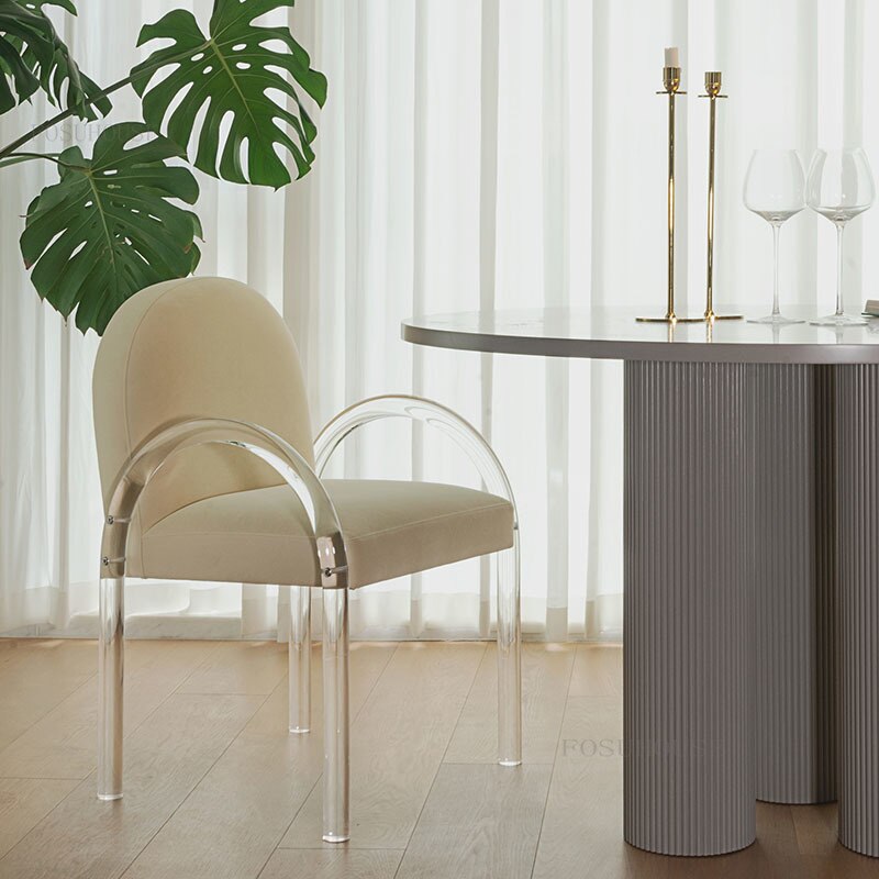 Fabric Dining Armchair, Gray, Off White or Pink