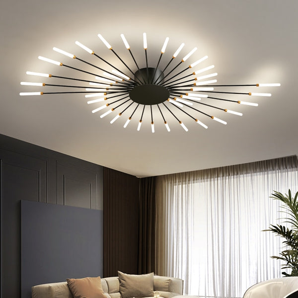 LED Ceiling Light Multi-head Black Or Gold Creative Modern Iron Panel Lamp For Dining Living Room Bedroom Lobby Home Decoration