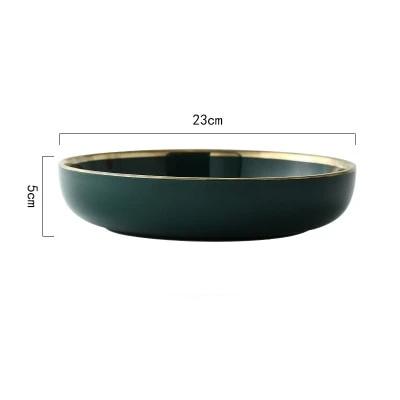 Emerald Green Gold Trim Ceramic Dinnerware 