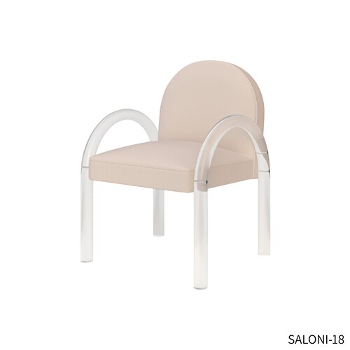 Fabric Dining Armchair, Gray, Off White or Pink