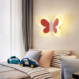 Creative Wall Mount Cartoon Cute Blue Pink Butterfly Wall Lamp LED Light Kids Child Girl Boy Baby Bedroom Nursery School Decor