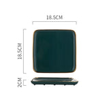 Emerald Green Gold Trim Ceramic Dinnerware 