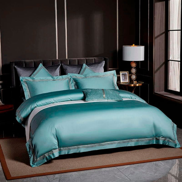 Aquamarine Embroidered Bedding Set