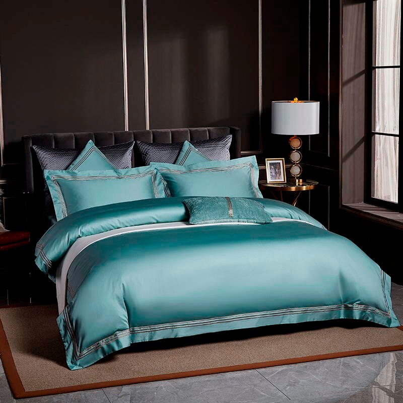 Aquamarine Embroidered Bedding Set